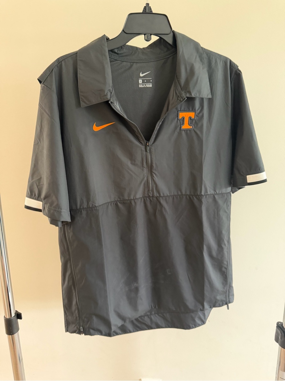Nike Gray Short-Sleeve Quarter-Zip Polo with Orange Accents